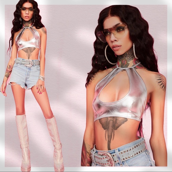 CHROME CROSSROADS CUTIE CROP TOP NWT BACKLESS - Picture 4 of 8